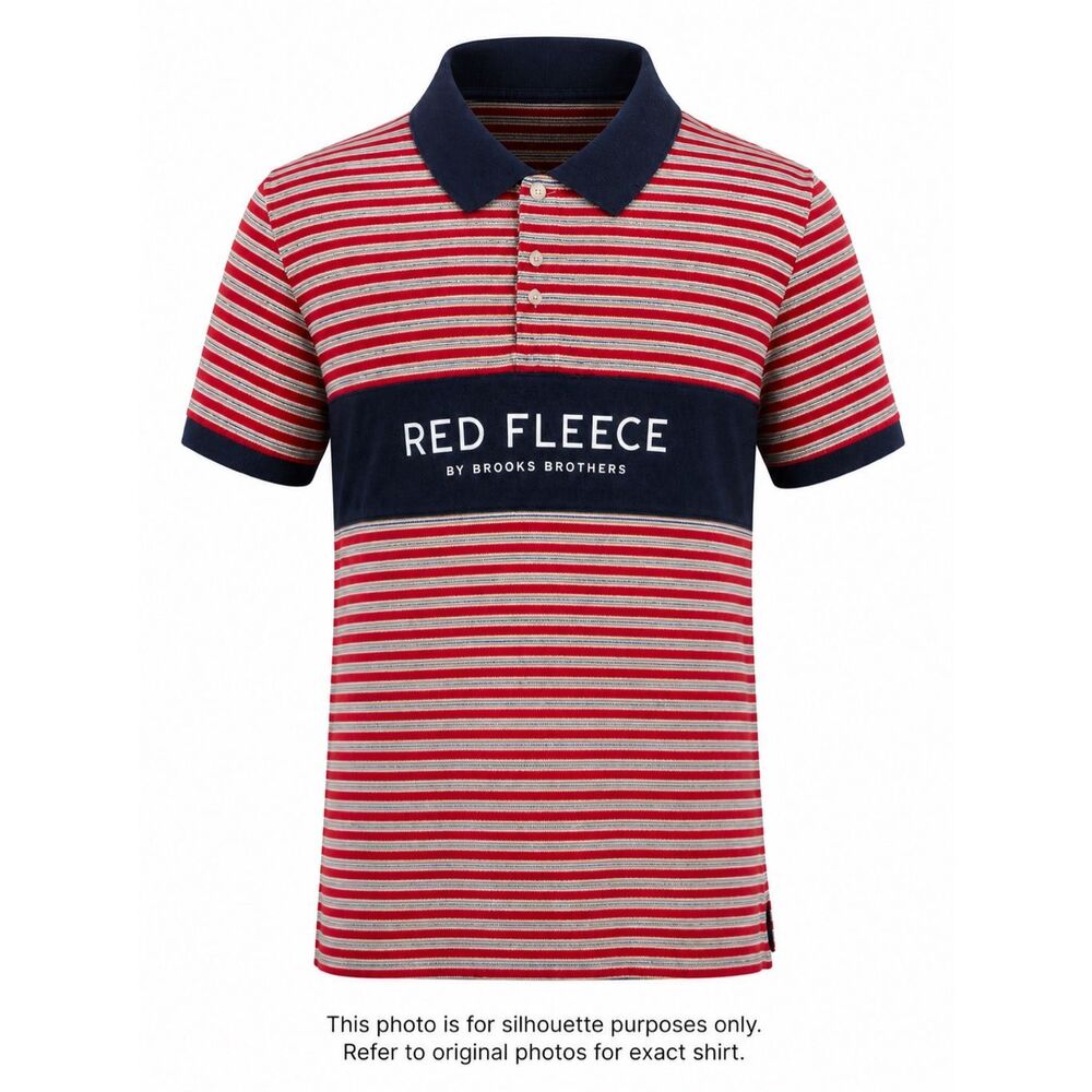 Brooks Brothers Red Fleece Polo Shirt XL Striped Logo Preppy Americana-Flawed